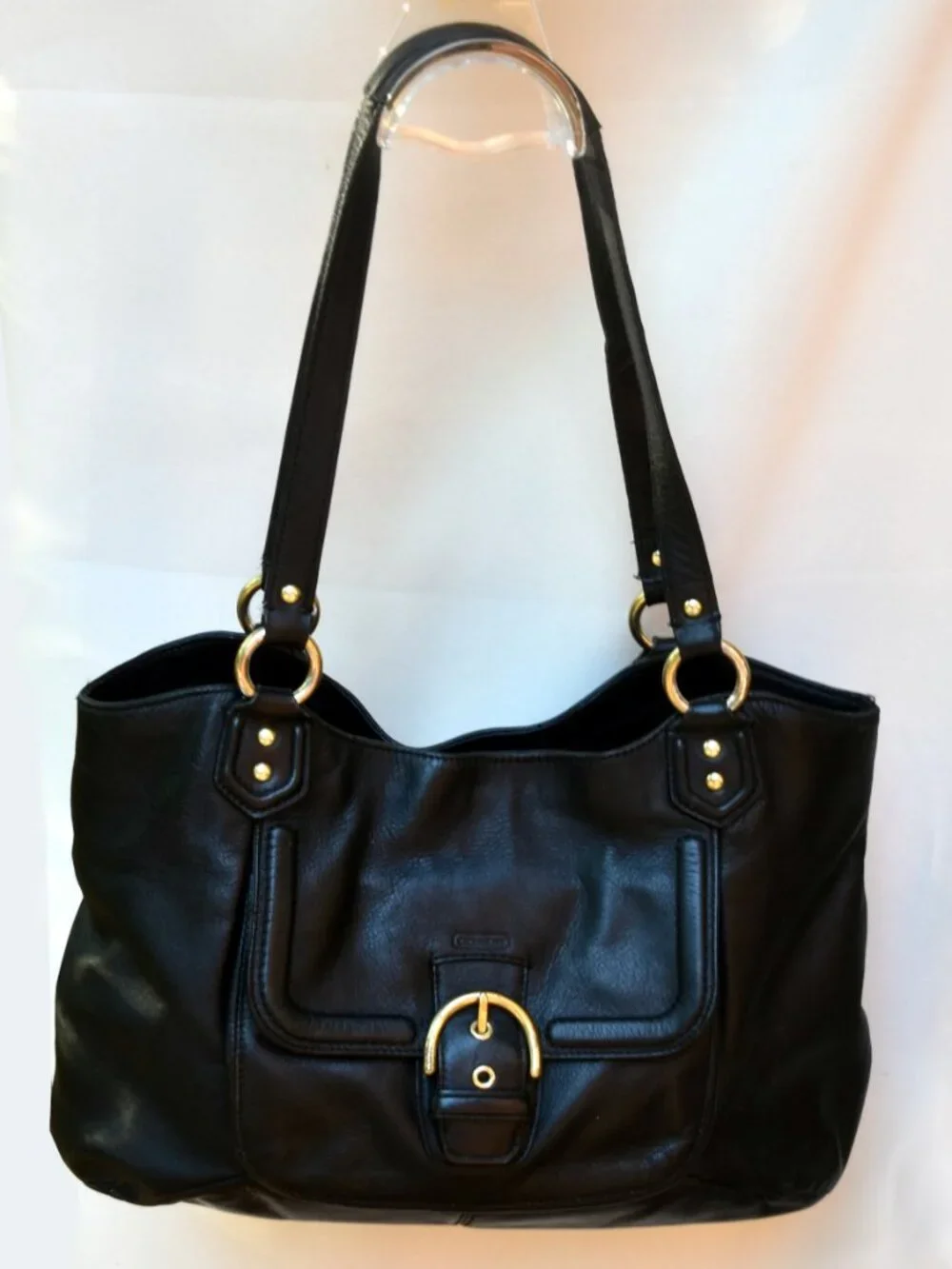 Coach Campbell Belle Carryall Hobo Shoulder Bag F24961 Black Leather